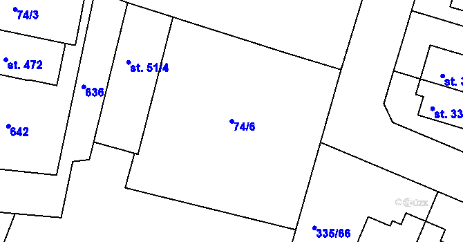 Parcela st. 74/6 v KÚ Tachlovice, Katastrální mapa