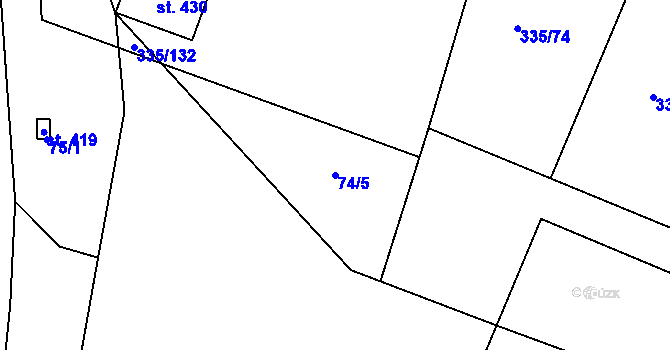 Parcela st. 74/5 v KÚ Tachlovice, Katastrální mapa