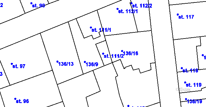 Parcela st. 111/2 v KÚ Tachlovice, Katastrální mapa
