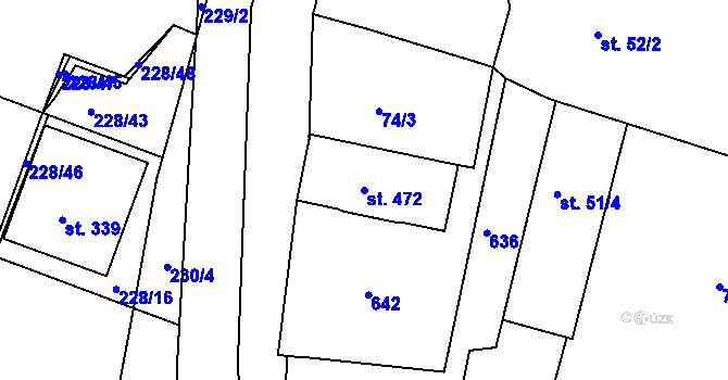 Parcela st. 472 v KÚ Tachlovice, Katastrální mapa