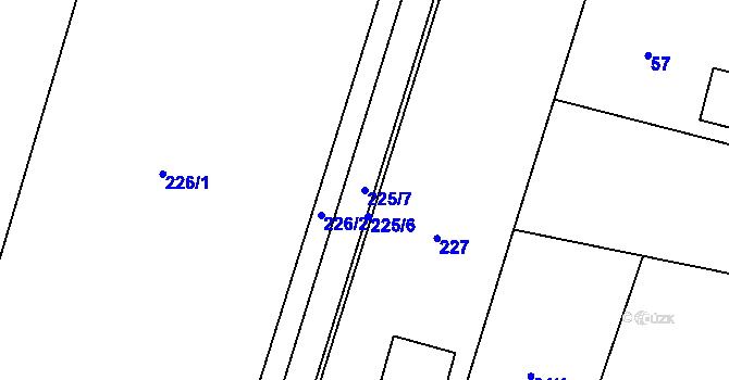 Parcela st. 225/7 v KÚ Tachlovice, Katastrální mapa