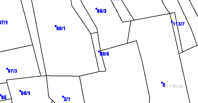 Parcela st. 88/6 v KÚ Vítkov u Tachova, Katastrální mapa
