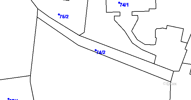 Parcela st. 74/2 v KÚ Vítkov u Tachova, Katastrální mapa