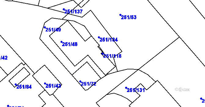 Parcela st. 251/118 v KÚ Vítkov u Tachova, Katastrální mapa