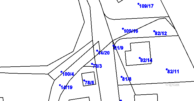 Parcela st. 14/20 v KÚ Vítkov u Tachova, Katastrální mapa