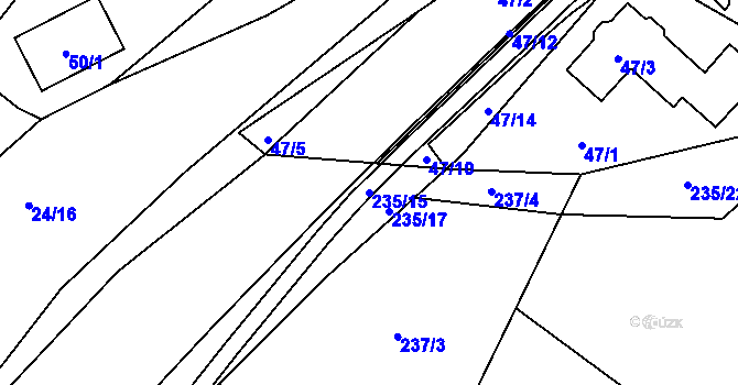 Parcela st. 235/15 v KÚ Vítkov u Tachova, Katastrální mapa