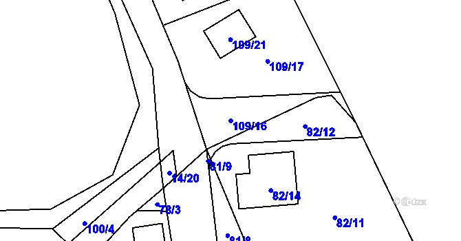 Parcela st. 109/16 v KÚ Vítkov u Tachova, Katastrální mapa
