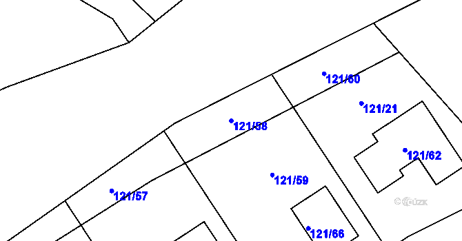 Parcela st. 121/58 v KÚ Vítkov u Tachova, Katastrální mapa
