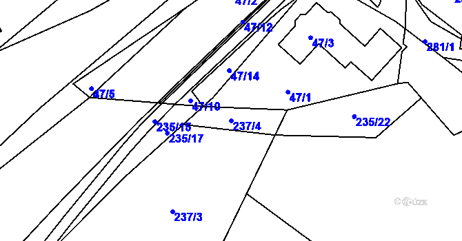Parcela st. 237/4 v KÚ Vítkov u Tachova, Katastrální mapa