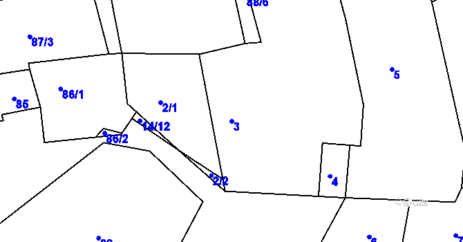 Parcela st. 3 v KÚ Vítkov u Tachova, Katastrální mapa