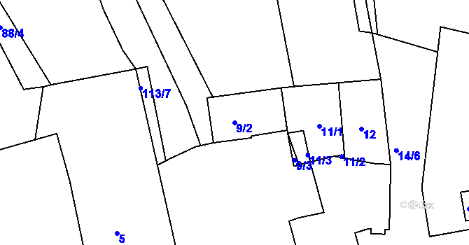 Parcela st. 9/2 v KÚ Vítkov u Tachova, Katastrální mapa