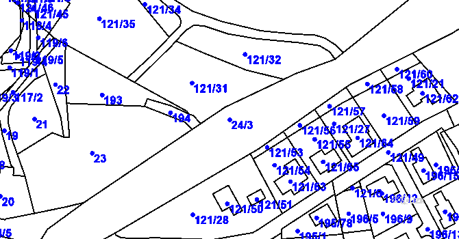 Parcela st. 24/3 v KÚ Vítkov u Tachova, Katastrální mapa