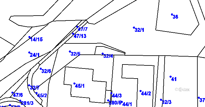 Parcela st. 32/4 v KÚ Vítkov u Tachova, Katastrální mapa