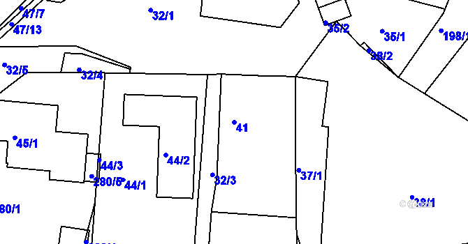 Parcela st. 41 v KÚ Vítkov u Tachova, Katastrální mapa