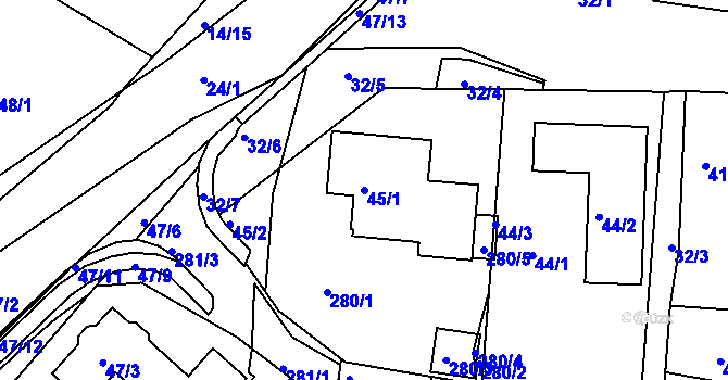Parcela st. 45/1 v KÚ Vítkov u Tachova, Katastrální mapa