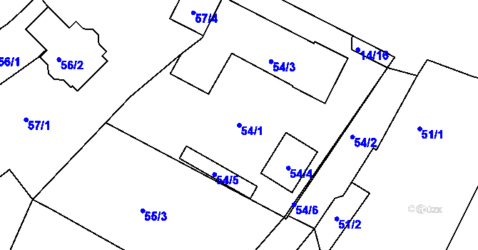 Parcela st. 54/1 v KÚ Vítkov u Tachova, Katastrální mapa