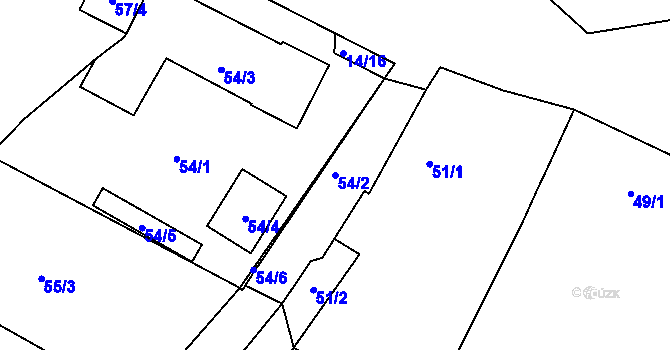 Parcela st. 54/2 v KÚ Vítkov u Tachova, Katastrální mapa