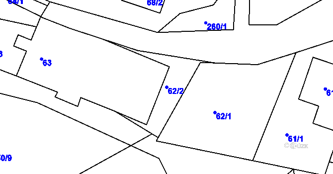 Parcela st. 62/2 v KÚ Vítkov u Tachova, Katastrální mapa