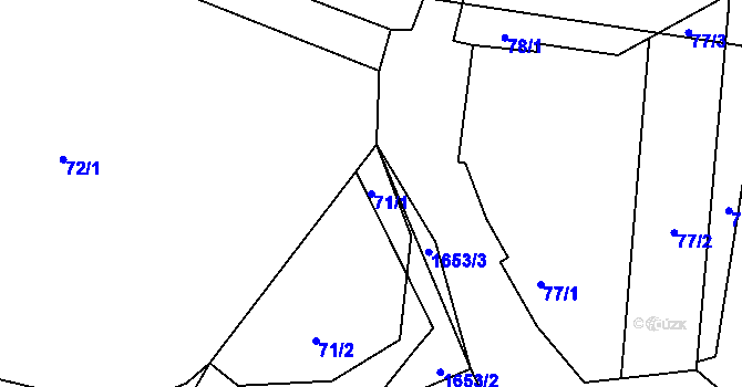 Parcela st. 71/1 v KÚ Vítkov u Tachova, Katastrální mapa