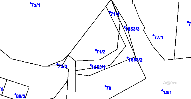Parcela st. 71/2 v KÚ Vítkov u Tachova, Katastrální mapa