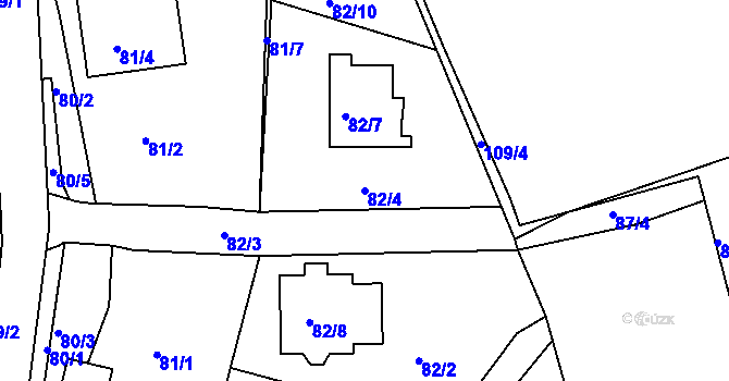 Parcela st. 82/4 v KÚ Vítkov u Tachova, Katastrální mapa