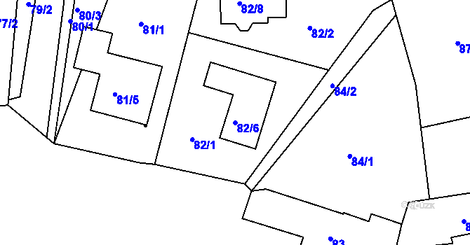 Parcela st. 82/6 v KÚ Vítkov u Tachova, Katastrální mapa