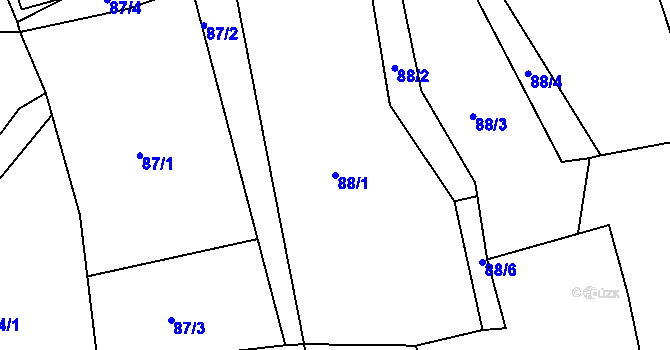 Parcela st. 88/1 v KÚ Vítkov u Tachova, Katastrální mapa