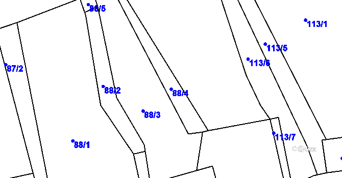 Parcela st. 88/4 v KÚ Vítkov u Tachova, Katastrální mapa