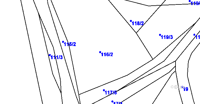 Parcela st. 116/2 v KÚ Vítkov u Tachova, Katastrální mapa