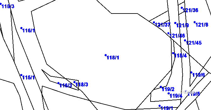 Parcela st. 118/1 v KÚ Vítkov u Tachova, Katastrální mapa