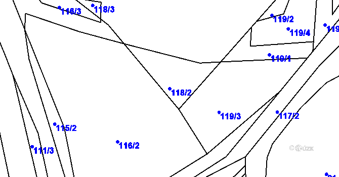 Parcela st. 118/2 v KÚ Vítkov u Tachova, Katastrální mapa