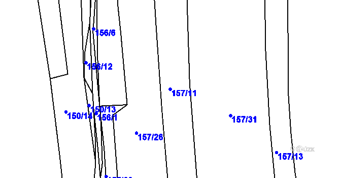 Parcela st. 157/11 v KÚ Vítkov u Tachova, Katastrální mapa