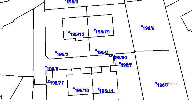 Parcela st. 195/3 v KÚ Vítkov u Tachova, Katastrální mapa