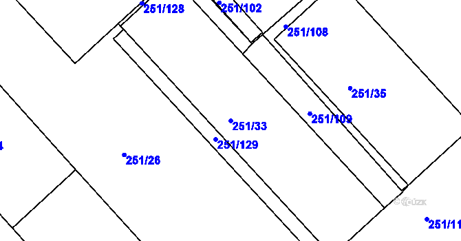 Parcela st. 251/33 v KÚ Vítkov u Tachova, Katastrální mapa