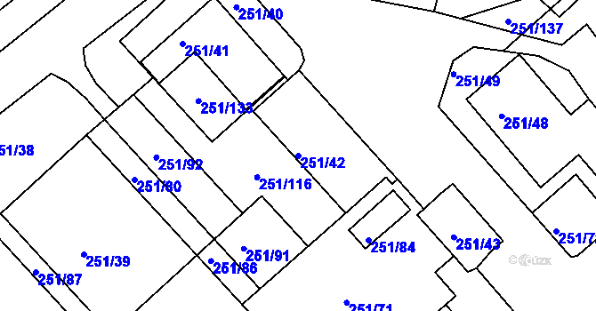 Parcela st. 251/42 v KÚ Vítkov u Tachova, Katastrální mapa