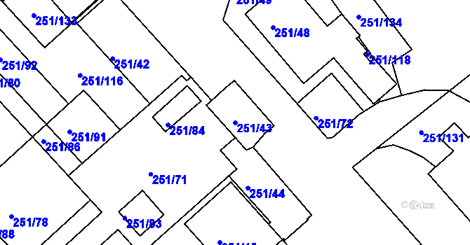 Parcela st. 251/43 v KÚ Vítkov u Tachova, Katastrální mapa