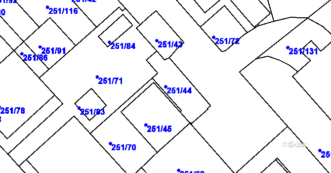 Parcela st. 251/44 v KÚ Vítkov u Tachova, Katastrální mapa