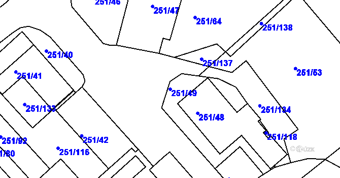 Parcela st. 251/49 v KÚ Vítkov u Tachova, Katastrální mapa