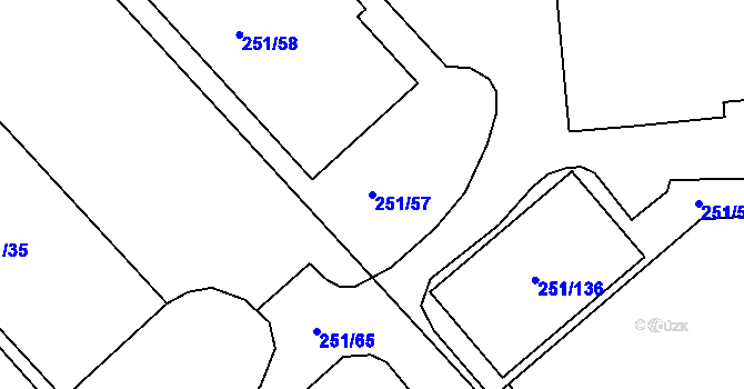 Parcela st. 251/57 v KÚ Vítkov u Tachova, Katastrální mapa