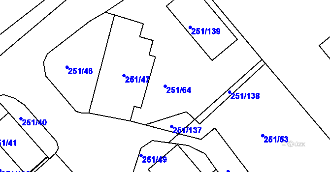 Parcela st. 251/64 v KÚ Vítkov u Tachova, Katastrální mapa
