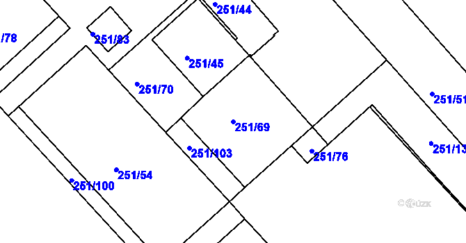 Parcela st. 251/69 v KÚ Vítkov u Tachova, Katastrální mapa