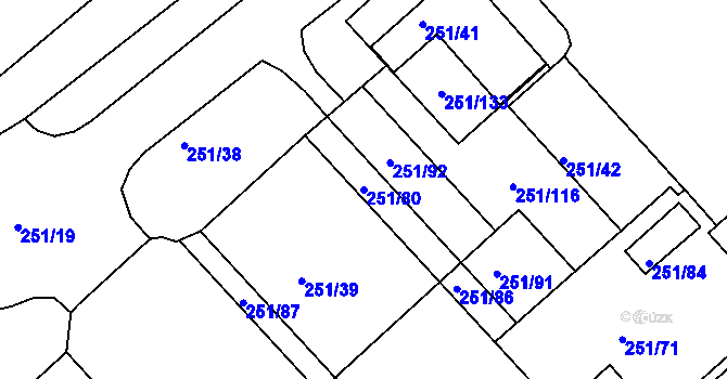 Parcela st. 251/80 v KÚ Vítkov u Tachova, Katastrální mapa