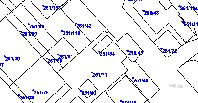 Parcela st. 251/84 v KÚ Vítkov u Tachova, Katastrální mapa
