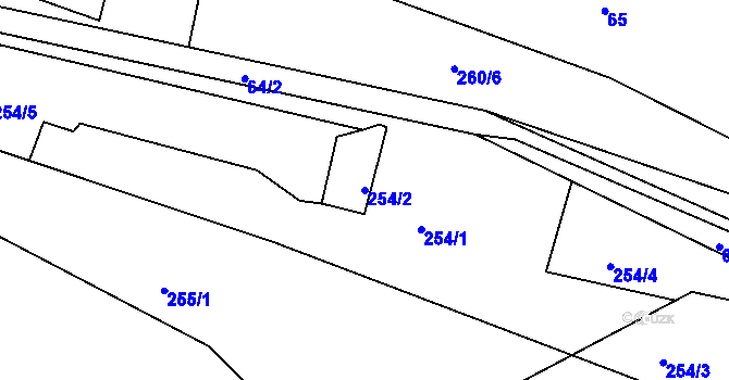 Parcela st. 254/2 v KÚ Vítkov u Tachova, Katastrální mapa