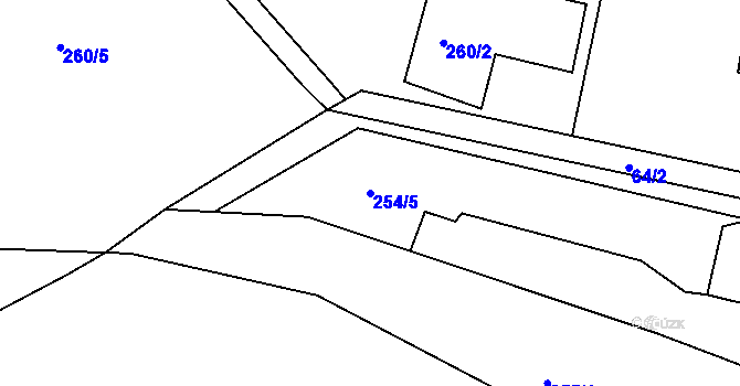 Parcela st. 254/5 v KÚ Vítkov u Tachova, Katastrální mapa