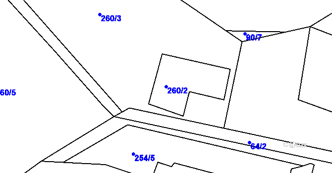 Parcela st. 260/2 v KÚ Vítkov u Tachova, Katastrální mapa