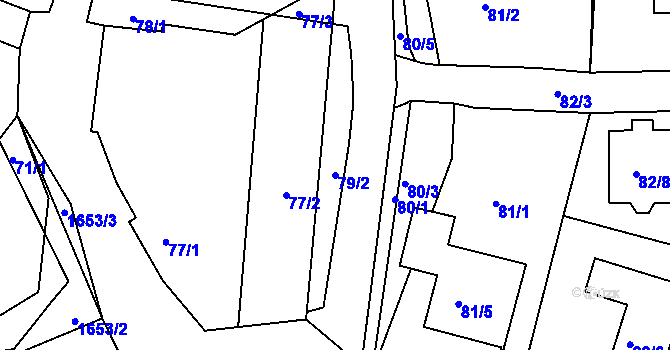 Parcela st. 79/2 v KÚ Vítkov u Tachova, Katastrální mapa