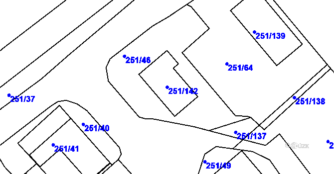 Parcela st. 251/142 v KÚ Vítkov u Tachova, Katastrální mapa