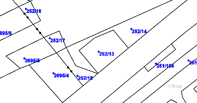 Parcela st. 252/13 v KÚ Vítkov u Tachova, Katastrální mapa