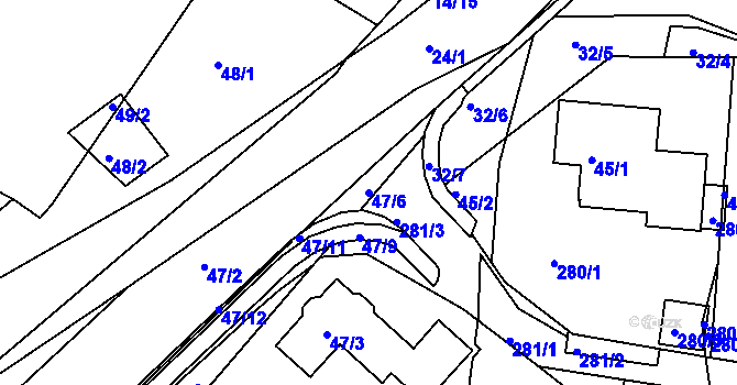 Parcela st. 47/6 v KÚ Vítkov u Tachova, Katastrální mapa